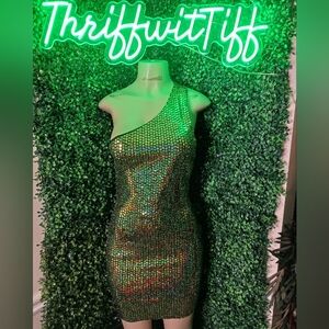 One-Shoulder Iridescent Dress